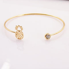 Pineapple Sparkling Open Cuff Bracelet for Girls