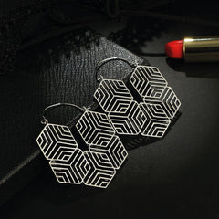 Hex -Silver Earrings